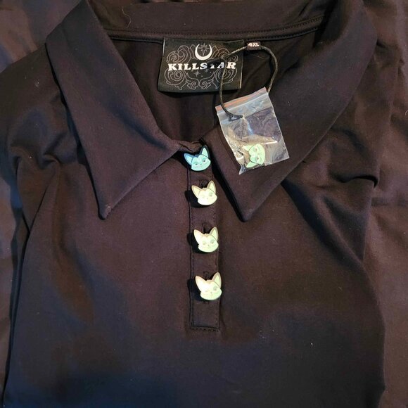 NEW KILLSTAR Black Lil Vampurr Collar Top - Size 4XL UK / 2X US - Goth Halloween - Picture 3 of 5